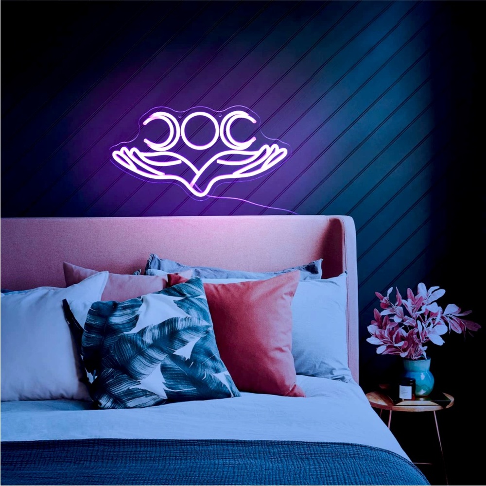 Lunar Empress Purple Neon Tarot Magical Light Astrology Sign Bedroom Wall Decor - Picture 4 of 6